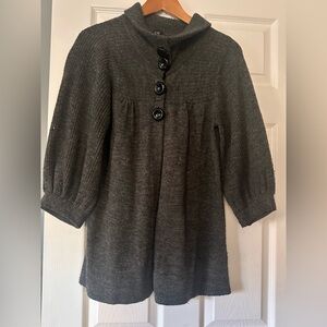 Cozy Gray Knit Sweater with Button Detail